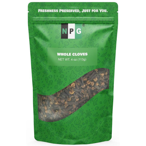 NPG Premium Whole Cloves Buds 4 Ounces, Strong Aroma and Flavor Cloves for Tea, Potpourri, Baking, Pomander Balls, Meats, and Pumpkin Spices, Gluten Free Non GMO Non Irradiated Natural Dried Clove