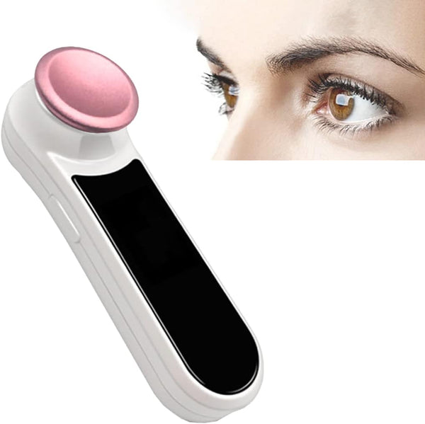 Eye Cold Compress, Eye Massager Wand with Heat & Cooling, at Home Rechargeable Skin Lifting Machine, for Relax Eye Strain Dark Circles Eye Bags Dry Eyes Wrinkles Fine Line, Improve Sleep, White