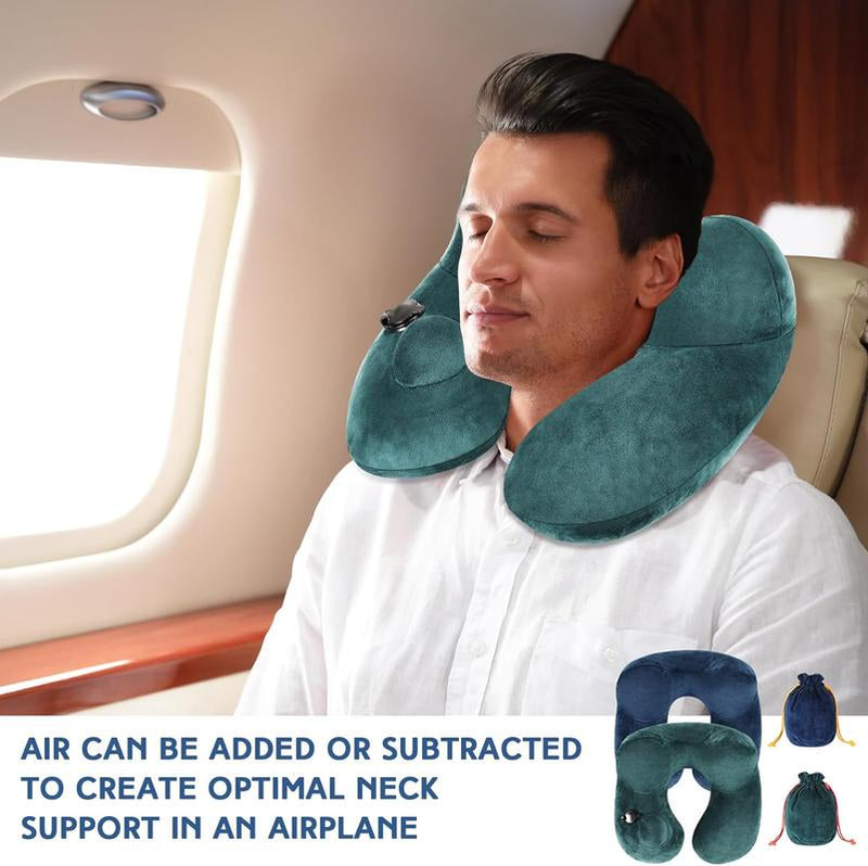 【New Arrivial】Inflatable Travel Neck Easytraveler Pillow for Airplane Sleeping Blow up Neck Support Air Pillow Traveling on Plane Long Flights Washable