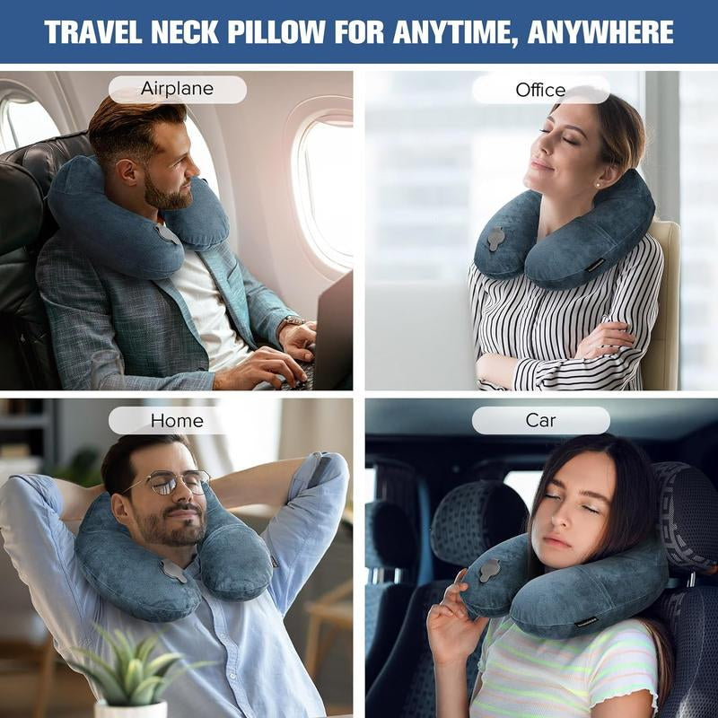 【New Arrivial】Inflatable Travel Neck Easytraveler Pillow for Airplane Sleeping Blow up Neck Support Air Pillow Traveling on Plane Long Flights Washable