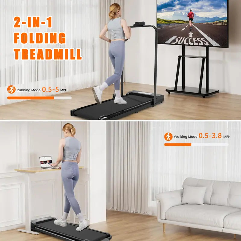 [Fahuac] 2 in 1 Folding Treadmill, 265LBS under Desk Treadmill for Home/Office, 2.5HP Treadmills with Remote Control, LED Display