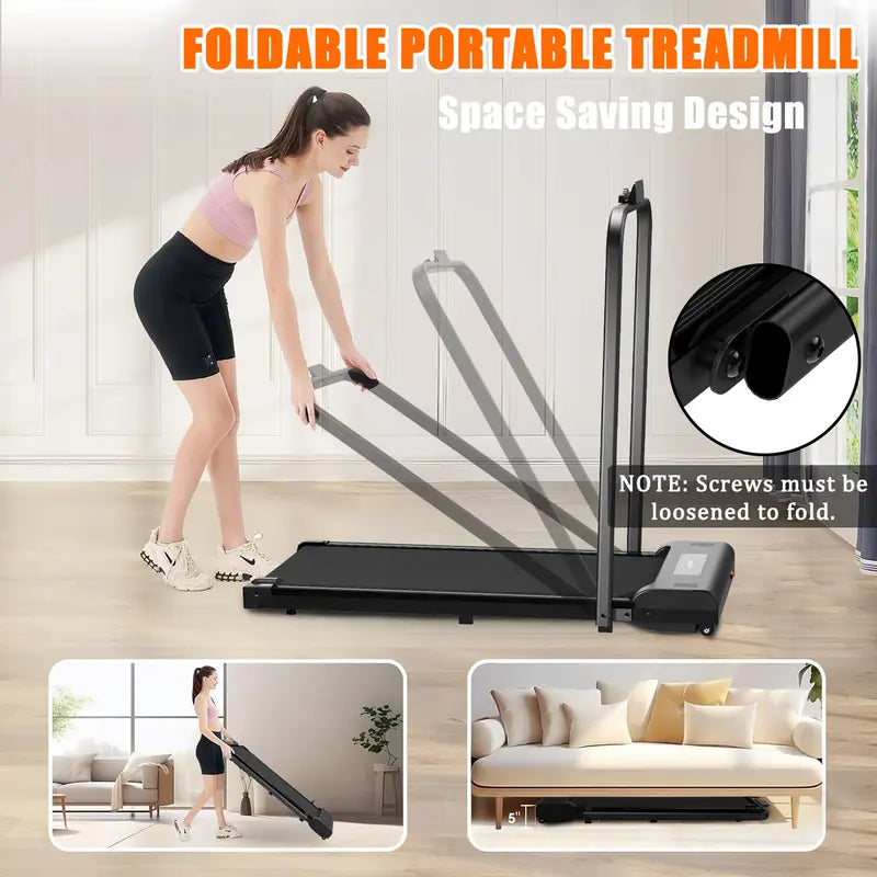 [Fahuac] 2 in 1 Folding Treadmill, 265LBS under Desk Treadmill for Home/Office, 2.5HP Treadmills with Remote Control, LED Display