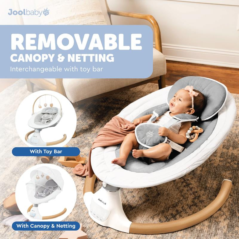 Jool Baby Nova Nature Baby Swing for Newborns - Electric Motorized Infant Swing with Bluetooth Music and 10 Preset Melodies